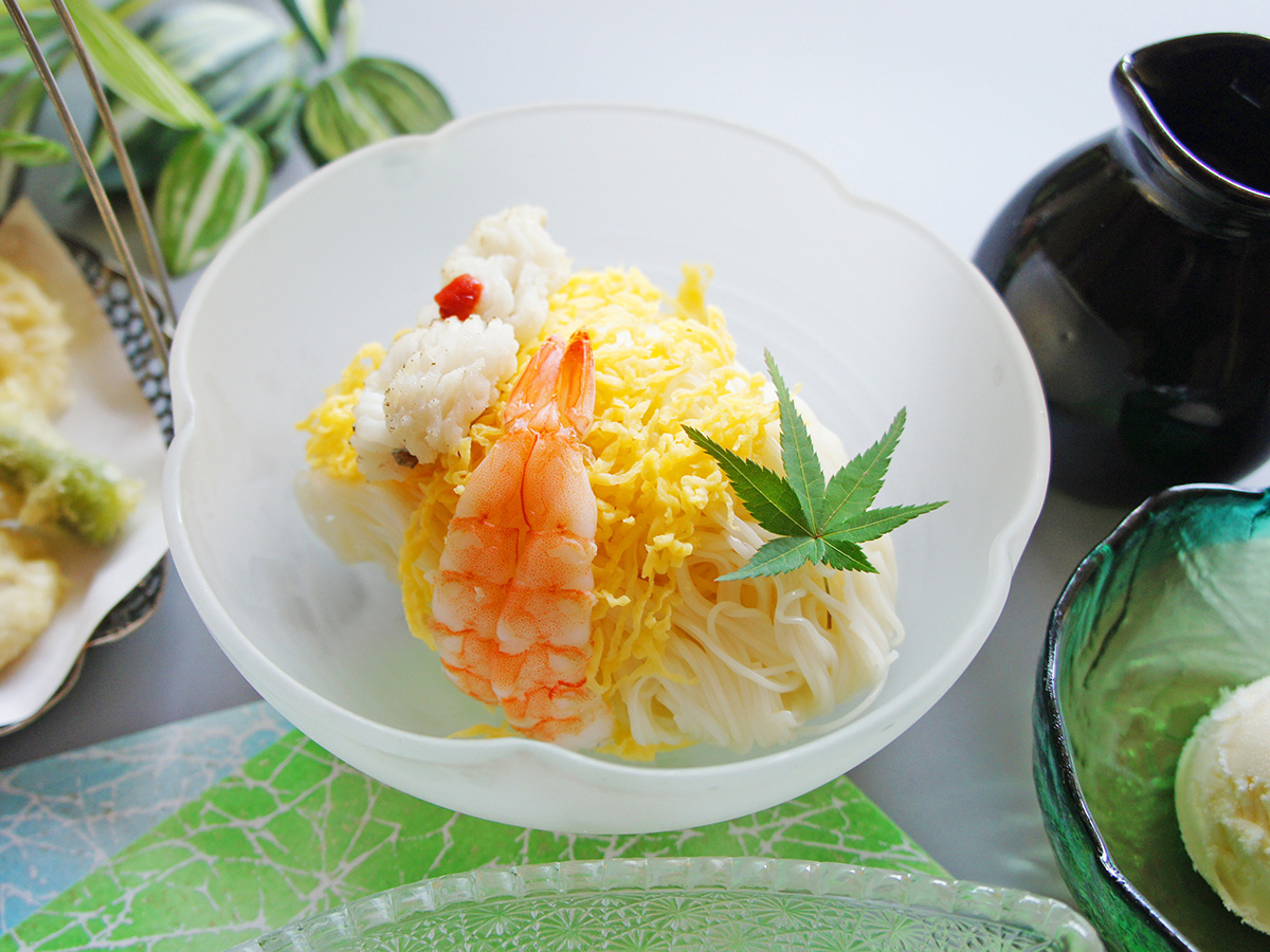 納涼会席の冷やし素麺