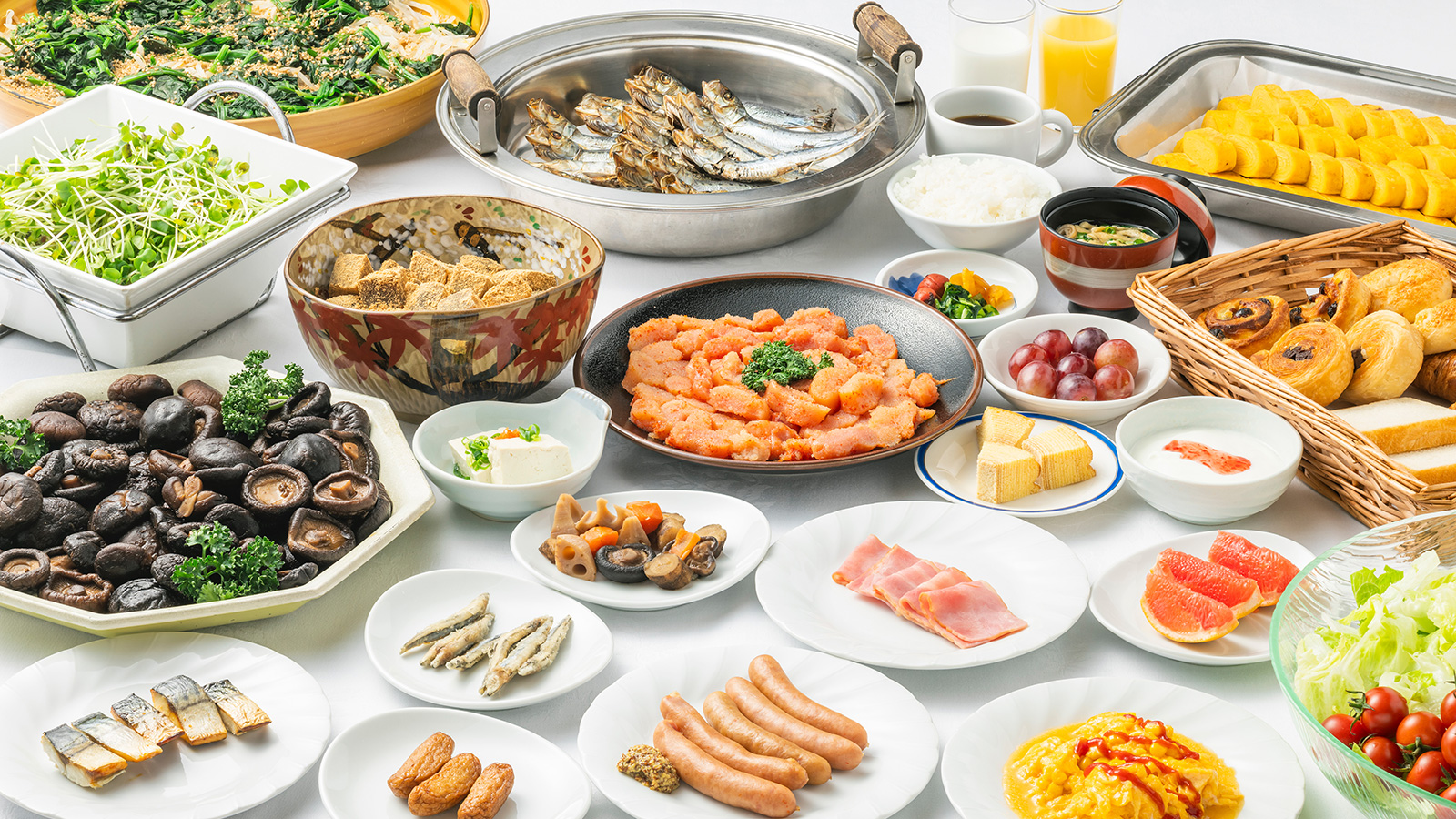 ホテル霧島キャッスルの朝食バイキングで食べられるたくさんの料理