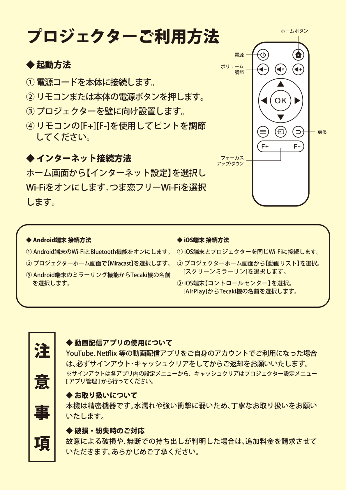 プロジェクターご利用方法